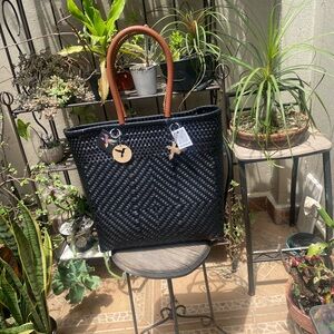 Elegant Black Woven Tote Bag